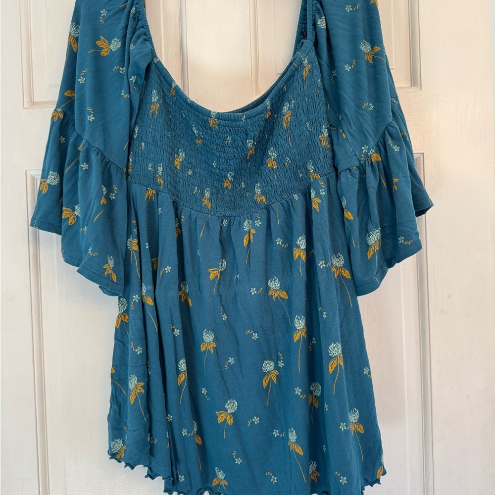 Free People Blue Floral Blouse